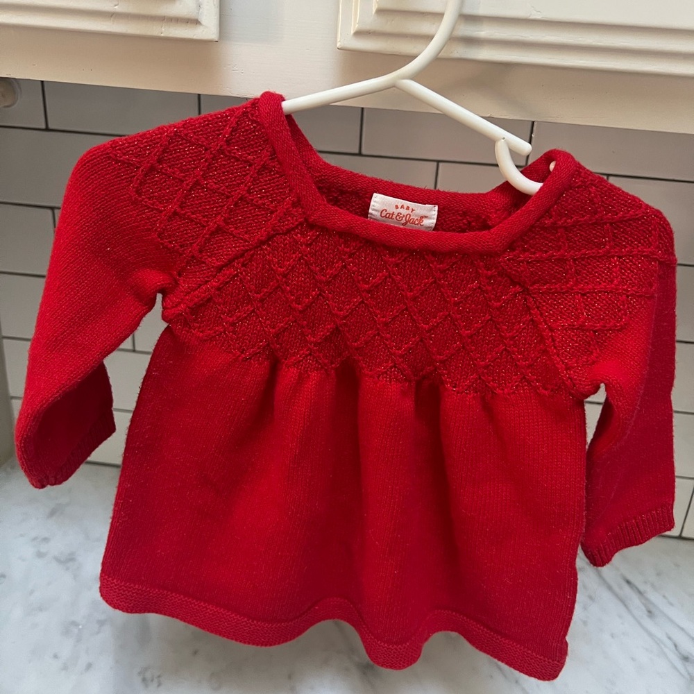 3-6m Cat & Jack Red Knit Sweater Dress